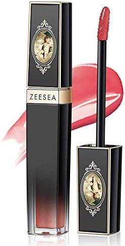 Zeesea リップグロス 赤 リキッド 口紅 ピーチレッド ラメ入り 正規輸入品 半額 Lip 保湿 単品 Gloss 5ml 728
