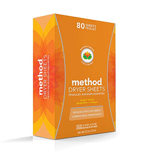 METHOD DRYER SHEETS, GINGER MANGO, 80 SHEETS, 1 PACK, PACKAGING MAY VARY