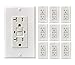TEKLECTRIC - GFCI Receptacle 20A 125V Tamper Resistant + Wall Plate - GFCI Outlet 20 AMP 125 VOLT Grounded - Wall Plate and Screws Included WHITE (10 Pack)