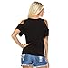 Isaac Liev Women's Cutout Top - Casual Stylish Open Cold Shoulder Short Sleeve Summer Tunic Tee T Shirt Made in USA Black L