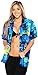 LA LEELA Women's Short Sleeve Hawaiian Blouse Shirt XL Blue Palm Island