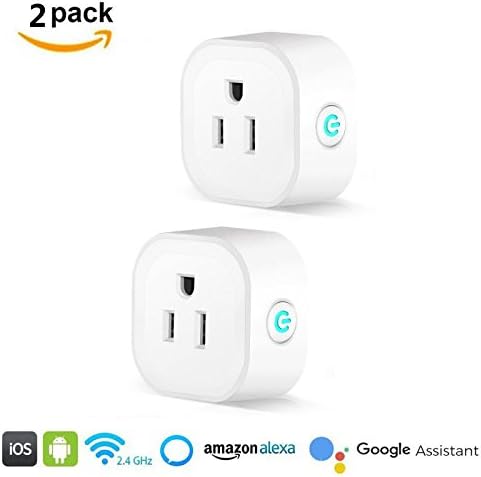 2 Pack Voltson Wi-Fi Smart Plug Mini Outlet with Energy Monitoring, Works with Amazon Alexa Echo and Google Assistant, No Hub Required, ETL Listed, White