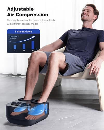 KNQZE Foot Massager Machine with Heat, Shiatsu Foot Massager with Remote Control & LCD Touch Panel, Deep Kneading Soothing Heat, Squeeze & Rolling Massage, Relax for Home or Office