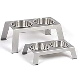 PetFusion Elevated Dog Bowls, Cat Bowls -- Premium Anodized Aluminum Feeder (Short 4"). Us Food Grade Stainless Steel Raised Bowls
