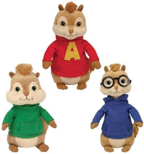 Ty Alvin & The Chipmunks Beanie Baby Set of 3 Chipmunks Alvin, Theodore
