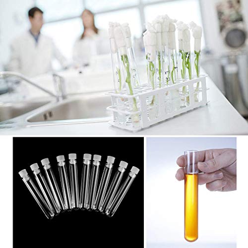 Forgun 10Pcs Plastic Test Tube with Cap,12x75mm U-Shaped Bottom Long Transparent Test Tube Lab Supplies