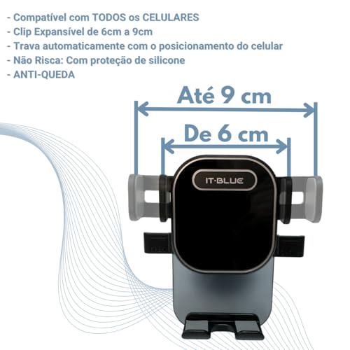 Suporte Celular para Carro, 360°, Antivibração, Antiqueda, Fixação Firme no Vidro e Painel Veicular Automotivo Universal, Compativel com todos os Celulares Apple iPhone Samsung Galaxy - Premium