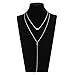 Wowanoo Vintage Double Layer Alloy Crystal Choker Necklace with Long Chain Pendant Silver