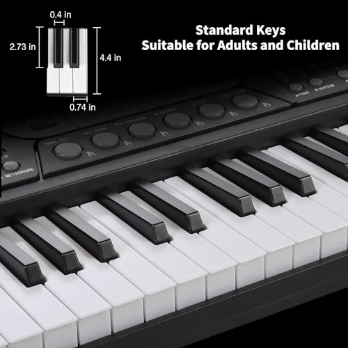 Hricane 61 Keys Piano Keyboard with Microphone Piano Notes Electronic Lectern Gift for Beginner Young Adult Man Women