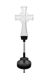 Solaration 1043 Decorative Celtic Cross Garden Decor Stake White LED Landscape Light