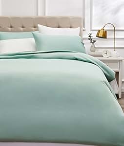 AmazonBasics - Juego de funda nórdica de satén de algodón de 400 hilos