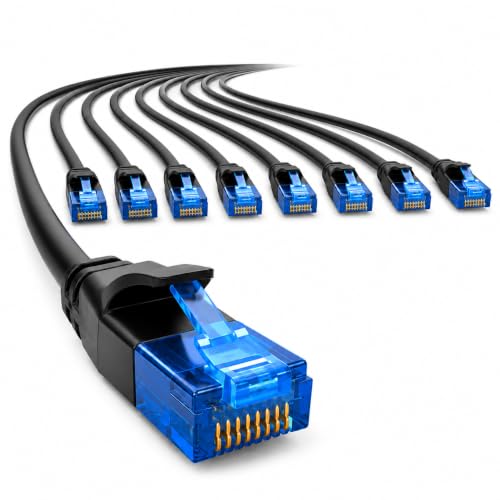 1aTTack.de CAT6 Slim LAN Network Cable 10x 10m 1000 Mbit/s - Black
