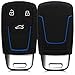 kwmobile Car Key Cover for Audi - Silicone Protective Key Fob Cover for Audi 3 Button Car Key Smart Key (only Keyless Go) - Black/Blue