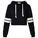 Perfashion Sexy Crop top Sweatshirt Cropped Sweatshirt (M, Striped Black Hoodie)