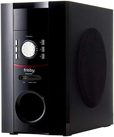 Amazon Com Frisby 5 1 Surround Sound System With Subwoofer And Wired Speakers Bluetooth Wireless Streaming From Devices Media Reader Home Theater Speaker System In A Box Black Electronics