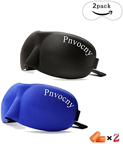 Sleep Masks Eye Covers Sleeping Breathable Lightweight Soft Memory Foam Light Blocking Out Ear Plugs 2 Pack Black/Blue