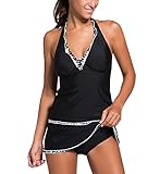 Papaya Wear Womens Two Piece Swimwear Ruffled Rimmed Tankini Set