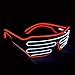 PINFOX Light Up Shutter Neon Rave Flashing Glasses El Wire LED Sunglasses Glow Costumes For Party, 80s, EDM RB03 (Red - White)