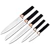 Kitchen Knife Block Set Copper 5 Piece Set with Knives Clear Acrylic Block Stainless Steel Blades - by Nuovva