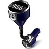 FM Transmitter, Tohayie Bluetooth Wireless Radio Adapter Audio Receiver Stereo Music Tuner Modulator Car Kit with Hands-Free Calling & Dual USB Charger(Blue)