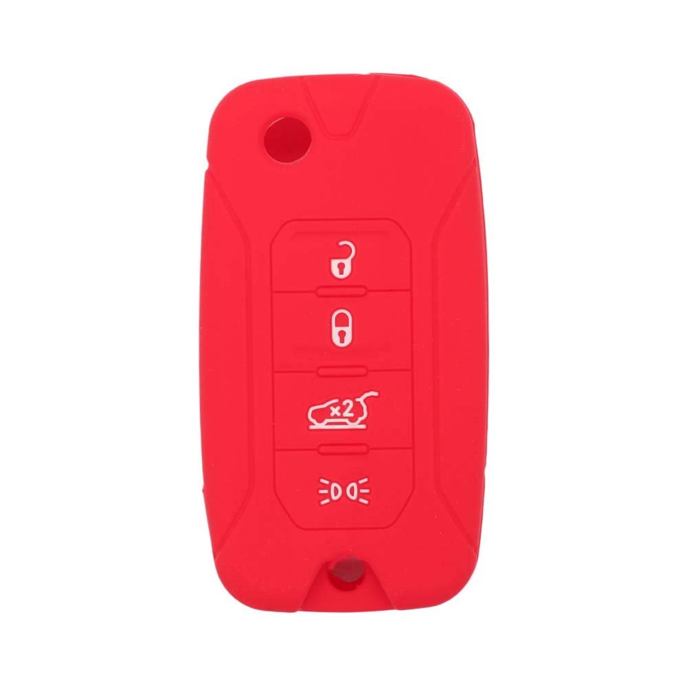 BROVACS Silicone Cover Protector Case Holder Skin Jacket Compatible with JEEP Renegade 4 Button Flip Remote Key Fob CV4757 Red