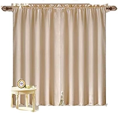 OctoRose Royalty Organza & Satin Double Layer Window Curtain Panel Set (CT-H1-118x84, Cream)