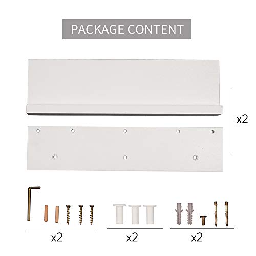 NOZE White Floating Shelves with Hooks, Entryway Coat Rack for Hat or