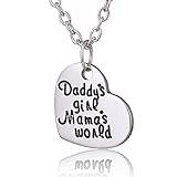 Daughter Gift Family Jewelry Daddy's Girl Mama's World Love Heart Shape Charm Pendant Necklace