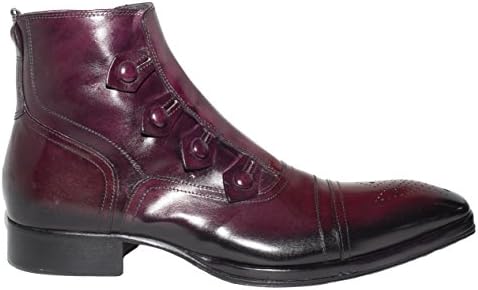 Jo Ghost 802 Italian Mens Bordo Ankle Boots with Decorative Buttons and sidezipper