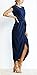 Yidarton Women Ladies Summer Casual Short Sleeve Beach Sundress Slit Long Maxi Dress Navy L