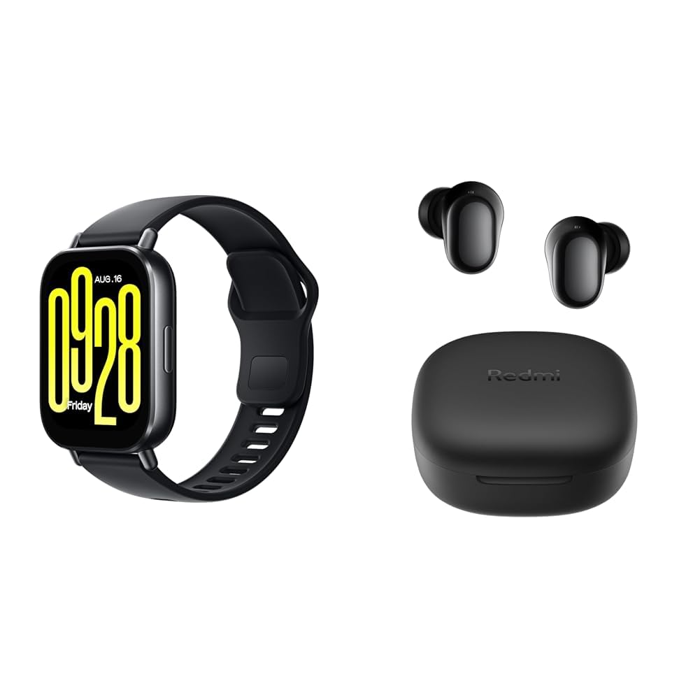 Xiaomi Smartwatch, Redmi Watch 5, Active 2 Inch Large Screen Display, Bluetooth Alexa, Midnight Black + Wireless Earphones, Redmi buds 6 Play, 36 Hours Playtime, AI Calls Noise Reduction, Low Latency