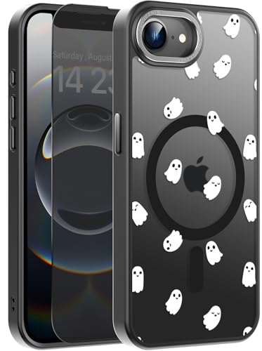 Goodon for iPhone 16e Case with Privacy Screen Protector, Compatible with Magsafe, Shockproof Translucent Matte Cover - Cute Floral Design Phone Case for Women and Girls - Cute Elves