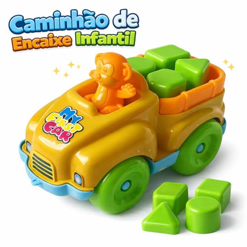 Brinquedo Educativo Carrinho Baby Com Encaixes My First Car Interativo Colorido Didatico Brinquedos Para Meninos 1 ano de Idade
