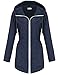 HOTOUCH Ladies Rain Mac Parka Fishtail Raincoat Hooded Jacket Coat(Navy Blue,L)
