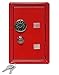 Kid's Coin Bank Locker Safe with Single Digit Combination Lock and Key - 7” High x 4” x 3.9” Red