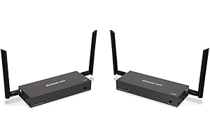 IOGEAR Long‑Range Wireless 4K HDMI Transmitter & Receiver Kit (Core Kit), Up to 600 ft/182 m Range, IR/RS‑232, USB KVM, Keyboard Mouse Extender, Local 4K 60 Pass‑Through (GWLRSSKIT4K)