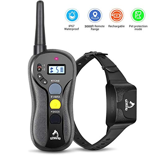 PATPET Dog Training Collar – 3000 FT Range, 100% Waterproof Training Collar for Small, Medium, Large Dogs, Beep/Vibration/Static Shock Mode, 2 Dog System, Pocket Sized Remote, 2 Hour Rapid Charging