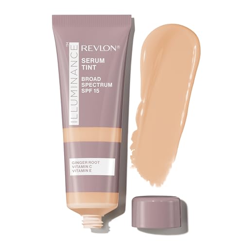 Revlon Illuminance Serum Skin Tint, Lightweight, Hydrating, Natural‑Finish Foundation with Buildable Coverage, Hyaluronic Acid & SPF 15 for Radiant, Dewy Skin, Buff Beige