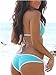 Women Sexy Brief Close-fitting Two-piece Strapless Bathing Suits Bikini Swimwear (White-Blue, M)