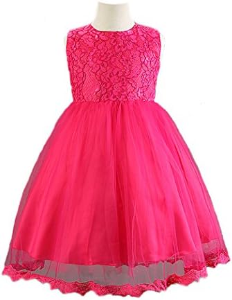 Yeacolor Tulle Princess Bowknot Dress Baby Girl Toddler (Fuschia, 5-6 Years)