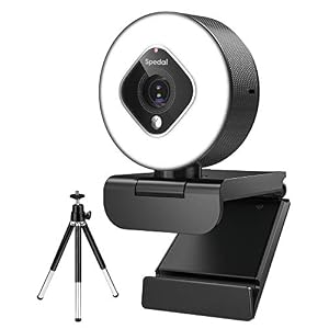 Spedal USB Streaming Webcam with Ring Light, Built in Microphone 1080P Autofocus Zoom Camera for Desktop Laptop PC Video…