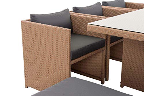 CLP XXL Polyrattan-Sitzgruppe Maui | Gartengarnitur bestehend aus 6 Sesseln, 4 Hockern und einem Esstisch | Sitzgruppe… – Bild 7