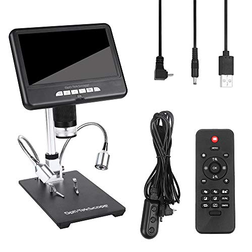 Opti-Tekscope OT-S7 7" Digital LCD Microscope Camera Magnifier | 100X Magnification | Superior 7" Inch High Definition Display | Multi Angle Adjustable Stand | Three LED Light Sources