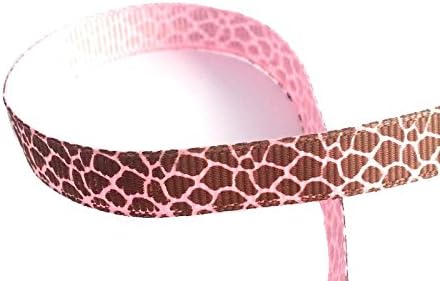 9mm 3/8" Giraffe Spots Pattern Animal Print Grosgrain Ribbon LIGHT PINK - 3m long