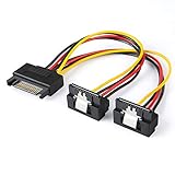 SATA Power Cable, CableCreation [2-Pack] 6-Inch SATA 15 Pin Male to 2xSATA 15 Pin Down Angle Female Power Splitter Cable