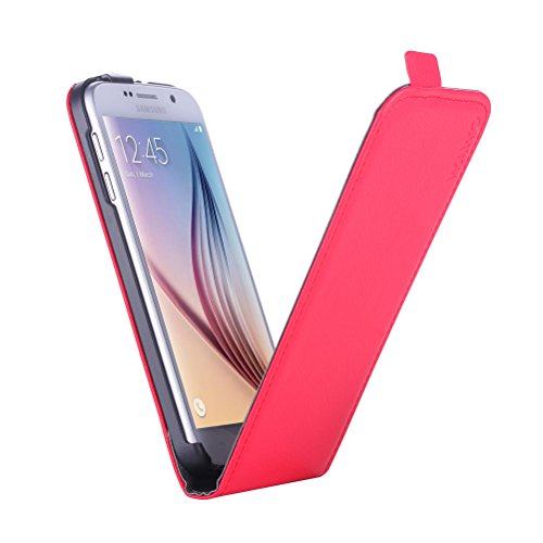 WAWO Samsung Galaxy S6 Case, Magnetic Closure Vertical Flip Leather Phone Case Cover for Samsung Galaxy S6 - Red
