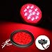 AMBOTHER 4'' Round 12-LED Truck Trailer Brake Stop Turn Marker Tail Light Flush Mount Back-Up Low Profile Light, Waterproof Tight Sealed Grommet Plug for RV Boat Truck Trailer Red DC 12V (Pack of 2)