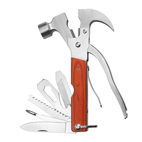 SUPOW Hammer Multitools, 18-in-1 Multifunctional Stainless Steel Combination Tools with Plier, Knife, Can Opener, Screwdriver & More - Emergency Car Escape Tool for Outdoor & Household