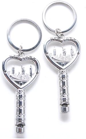 New York NYC NY Keychain Metal - Emergency Whistle Keychain for Camping Hiking with New York City NYC Souvenir (Pack 2, Whistle)
