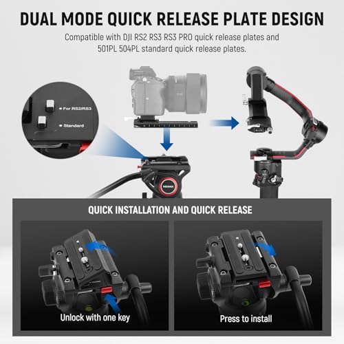NEEWER 74" Video Tripod with Fluid Head & Damping Control, Aluminum Heavy Duty Camera Stand Professional with QR Plate for DSLR Camcorders for Video Recording, Cleaning Cloth, Max Load 17.6 lbs, TP74